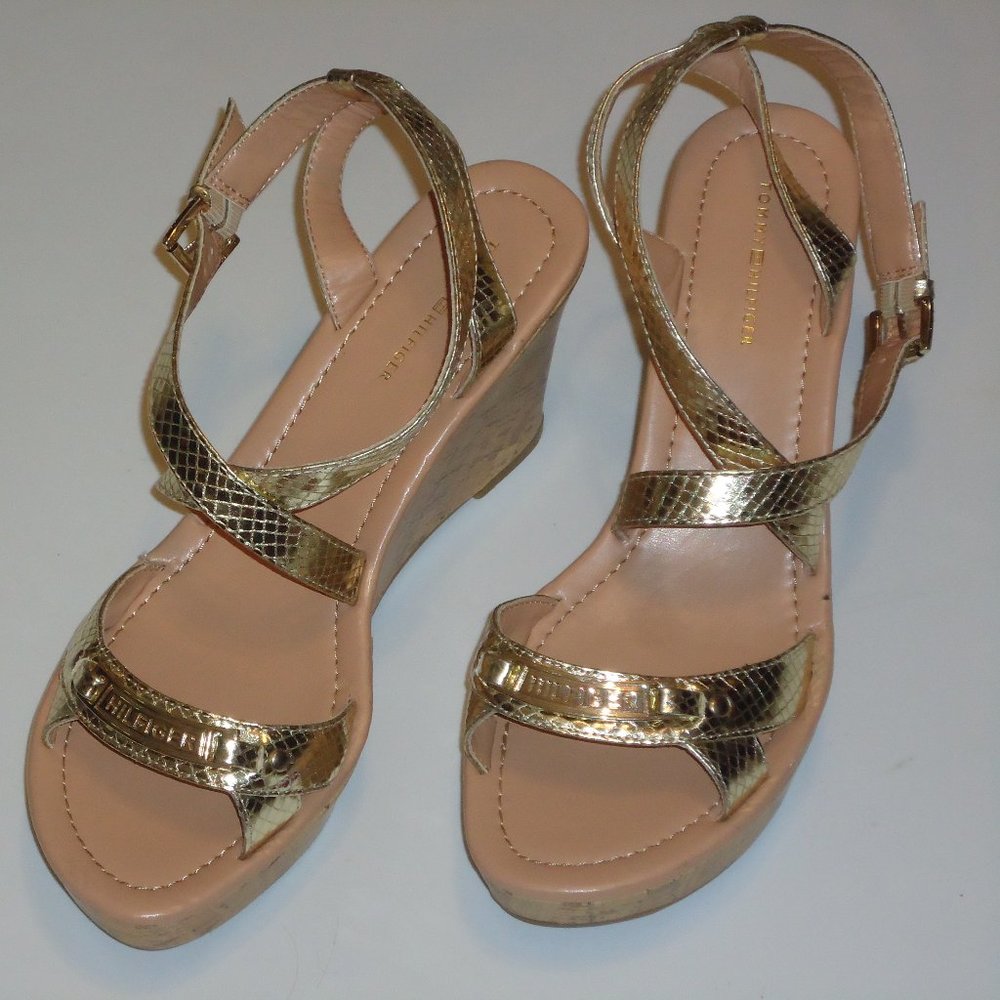 Gold Cork Wedge Sandal